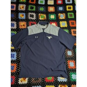 Under Armor 1/4 Zip Golf Shirt Navy Gray SMU Mustangs Football Men's XL